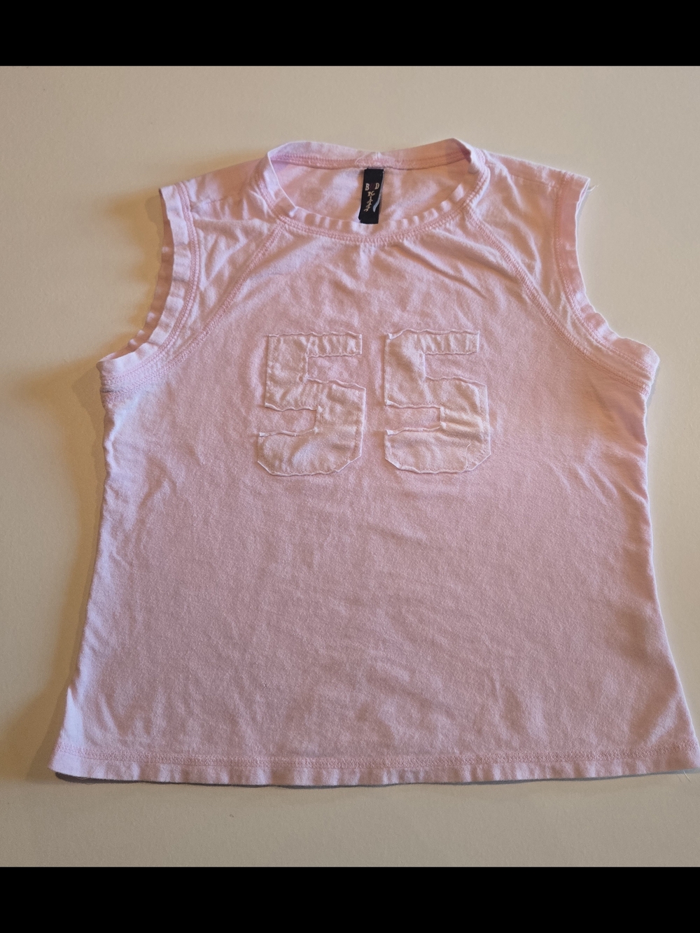 Teens Pink Sleeveless Tee with Appliqué '55'